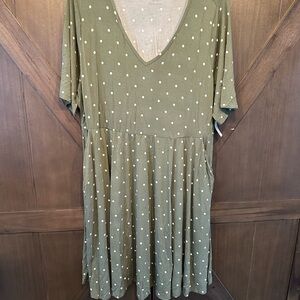 Torrid Olive Polka Dot Midi Dress